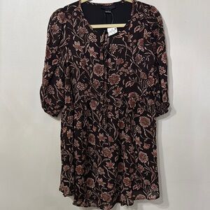 Sanctuary Floral Dress - Black and Brown